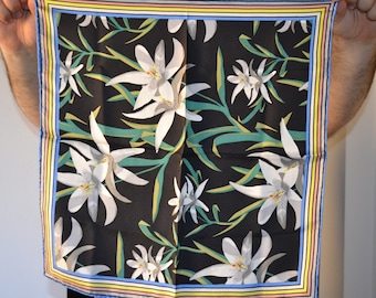 Vintage silk scarf , lilly's print