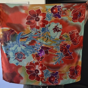 Vintage Seidenschal, Blumendruck