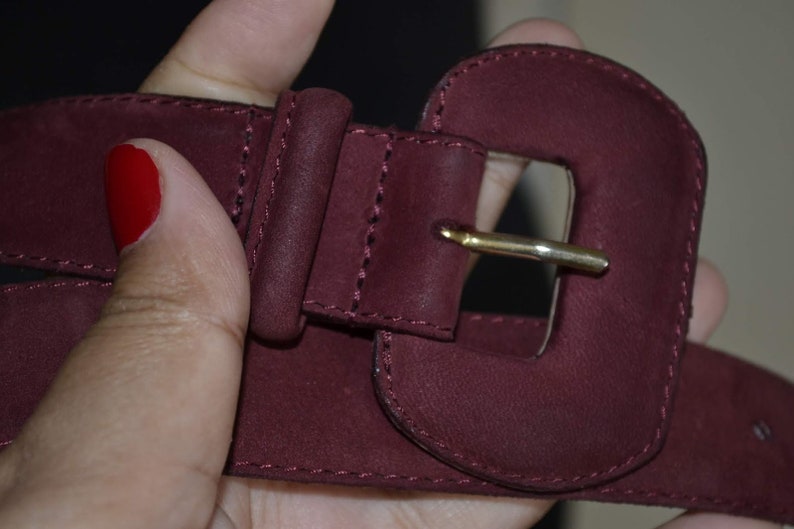 Vintage burgundy leather belt