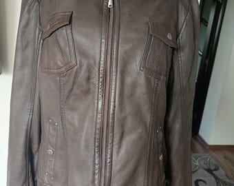 Vintage leather jacket , mocca Brown color