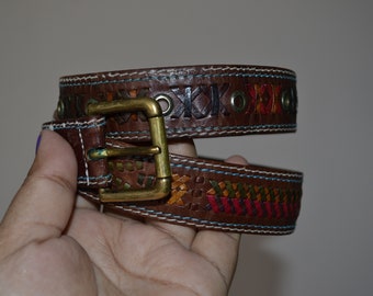 Cinturón de cuero trenzado vintage