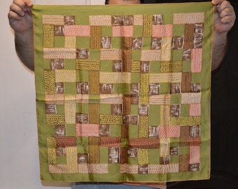 Vintage green silk scarf