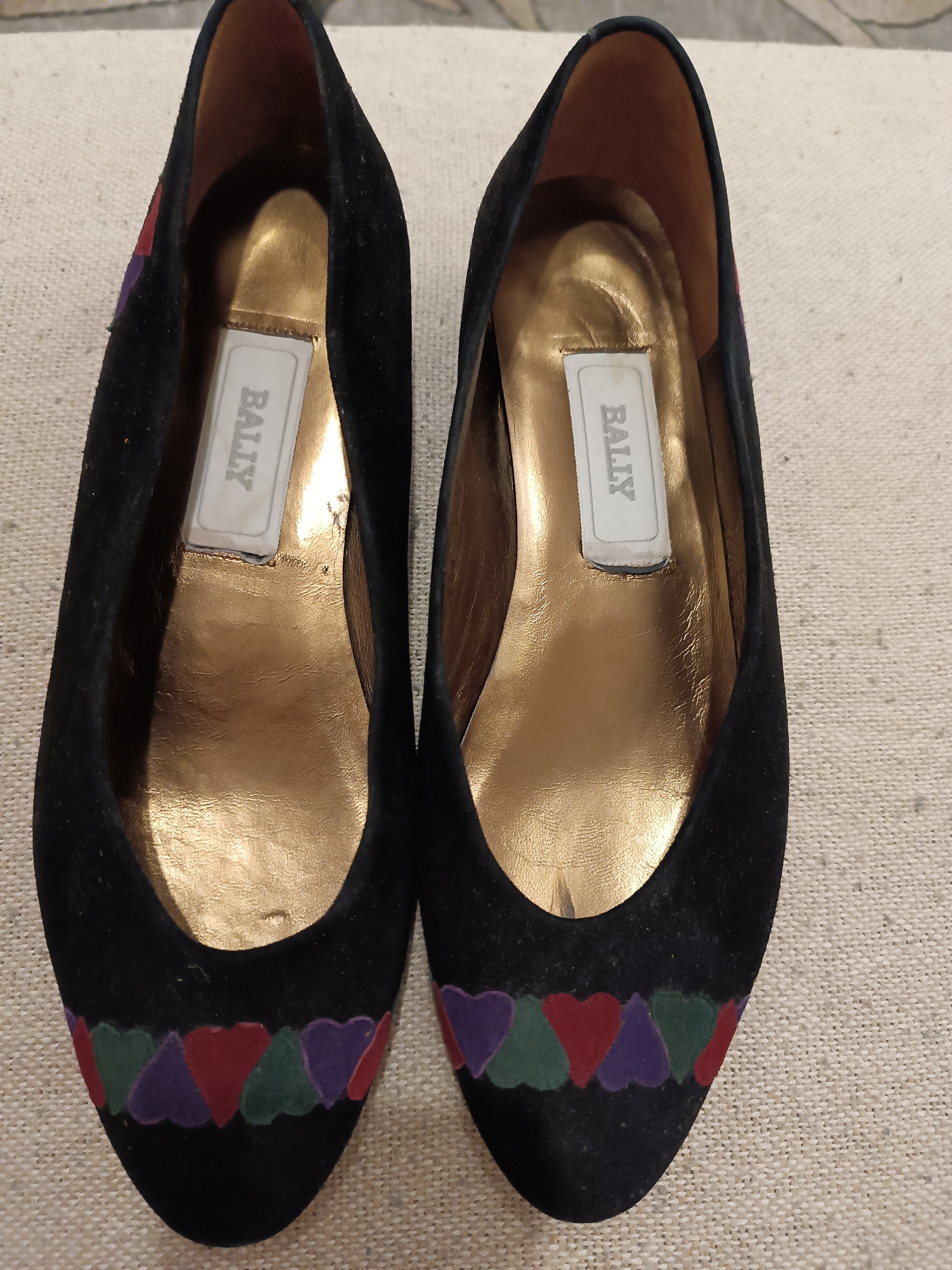 Bally Vintage Flat Shoes Hearts Design Etsy