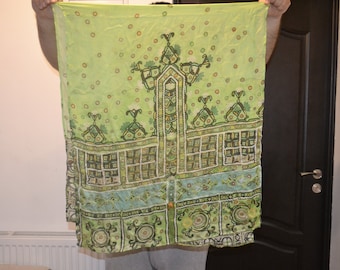 Vintage green silk scarf