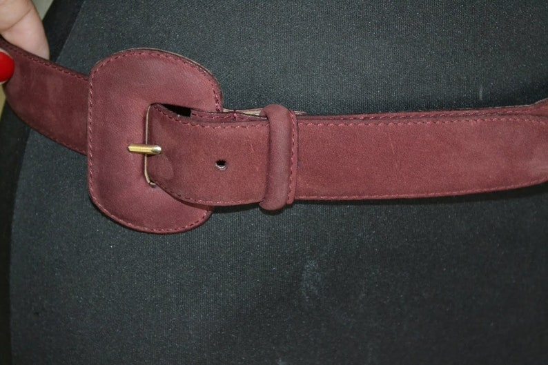 Vintage burgundy leather belt