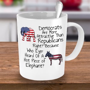 Democrat Party Gift, Funny Political Mug, Democrat And Republican, Funny Politics Mug, Donkey And Elephant, Political Party Gift