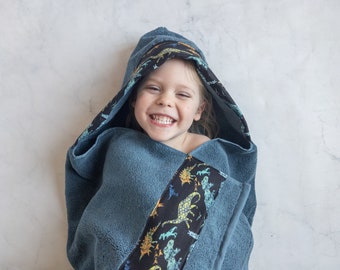 Dinosaur Hooded Towel, Personalized Hooded Towel Kids, Hooded Bath Towels