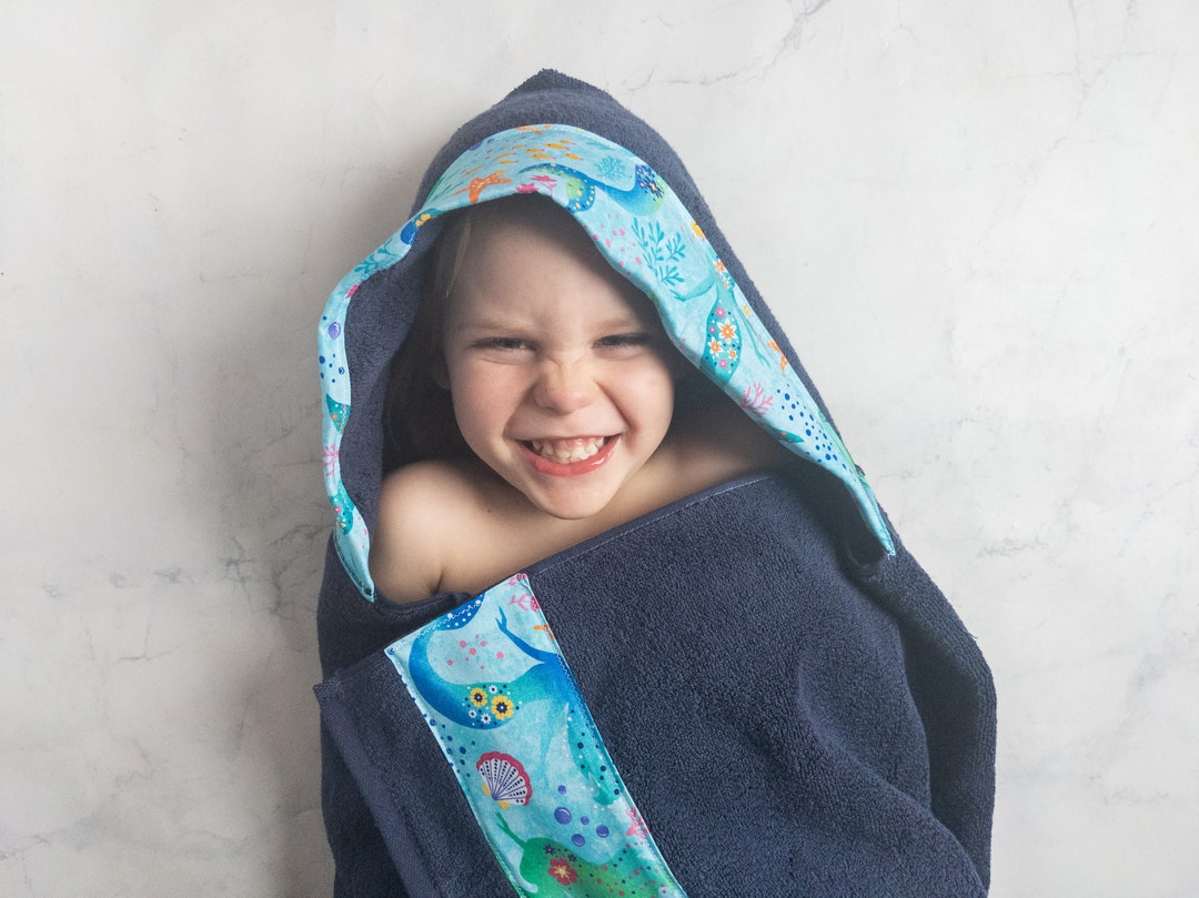 Navy Mermaid Towel Personalized Hooded Towel Kids Hooded Etsy