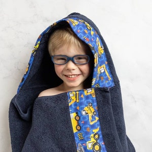 Navy Hooded Towel Kids, Truck Hooded Towel, Personalized Towel, Kids Bath Towel