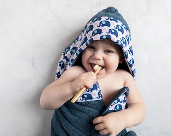LAST ONE - Elephant Hooded Towel, Baby Bath Towel, Personalized Hooded Towel for Baby