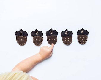 Felt Acorn Counting Game, Number Matching, Preschool Learning