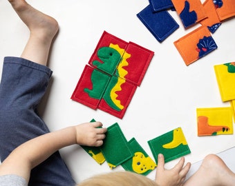 Dinosaur Puzzles, Felt Puzzle, Kids Educational Toys, Learning Activity