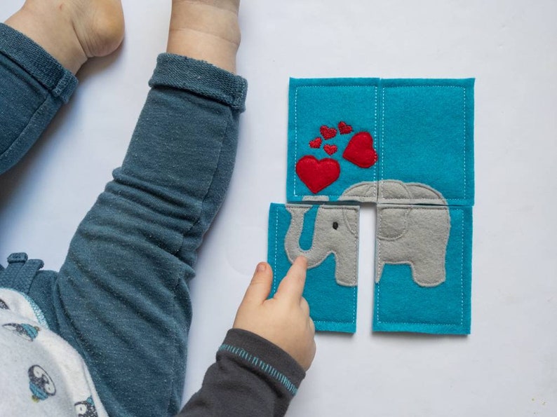 Valentine's Day Puzzles Felt Puzzle Kids Educational Elephant