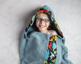 Dinosaur Hooded Towel, Personalized Hooded Towels for Kids, Hooded Bath Towels