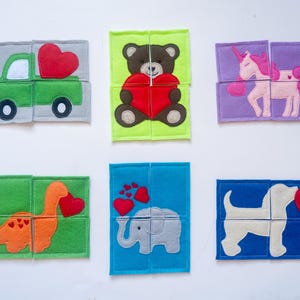 Valentine's Day Puzzles, Felt Puzzle, Kids Educational Toys, Learning Activity, Toddler Valentine Gift
