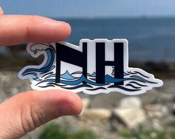 NH Waves Sticker, New Hampshire State Sticker, Seacoast NH sticker for Kindle, Water bottle, laptop - travel gift sticker