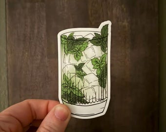 Mojito Sticker, Cocktail Drink and Happy Hour Sticker: Water bottle, Kindle, Laptop Sticker