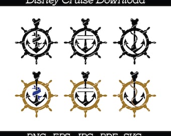 Disney Cruise Helm SVG | Anchor & Wheel cut files of Disney Cruise Line Design for Shirts, Tote Bags