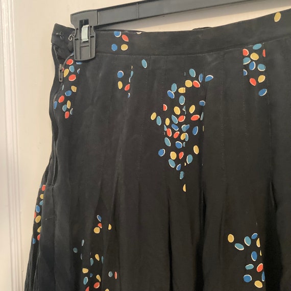 Vintage 1950s French Silk Rainbow Dot Skirt Réty - image 4