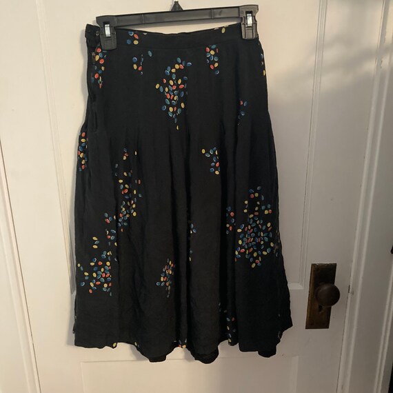 Vintage 1950s French Silk Rainbow Dot Skirt Réty - image 2