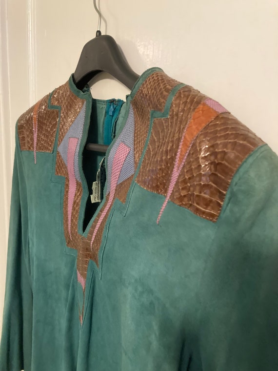 Vintage 80s Suede and Snakeskin Tunic Dress