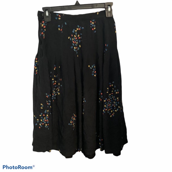 Vintage 1950s French Silk Rainbow Dot Skirt Réty - image 1