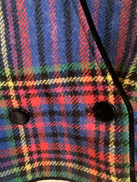 Vintage 1980s Double-Breasted Wool Plaid Designer… - image 2