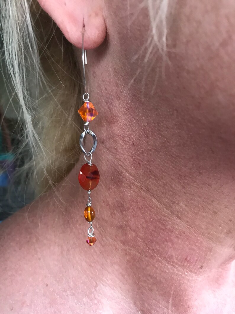 Hammered Ear Wire Carnelian Earrings 925 Sterling Silver Long Gem Earrings Amber Earrings Gemstone Earrings Gemstone Silver Drop
