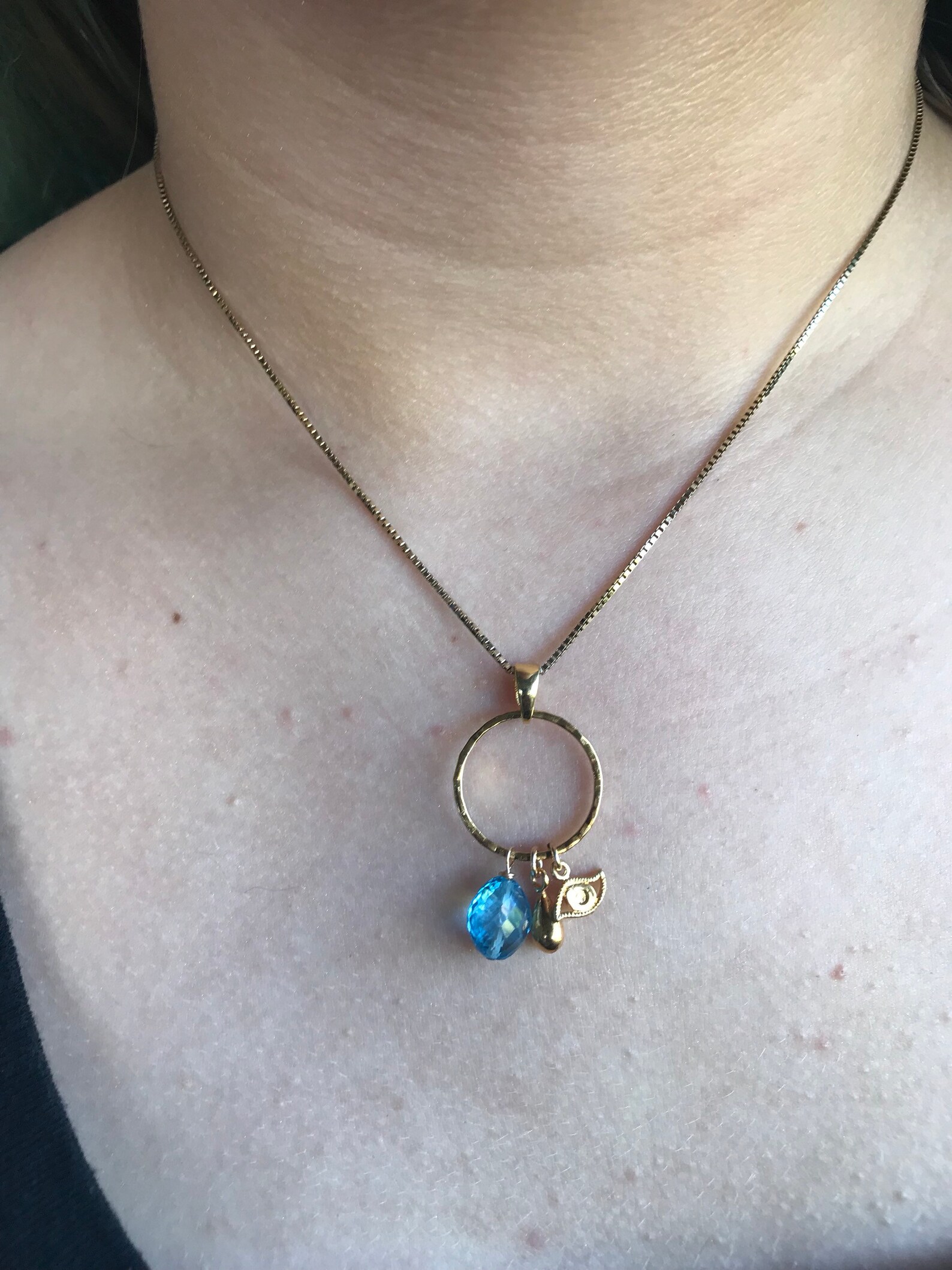 Blue Topaz Necklace Gold Gem Necklace Blue Topaz Gold Drop | Etsy