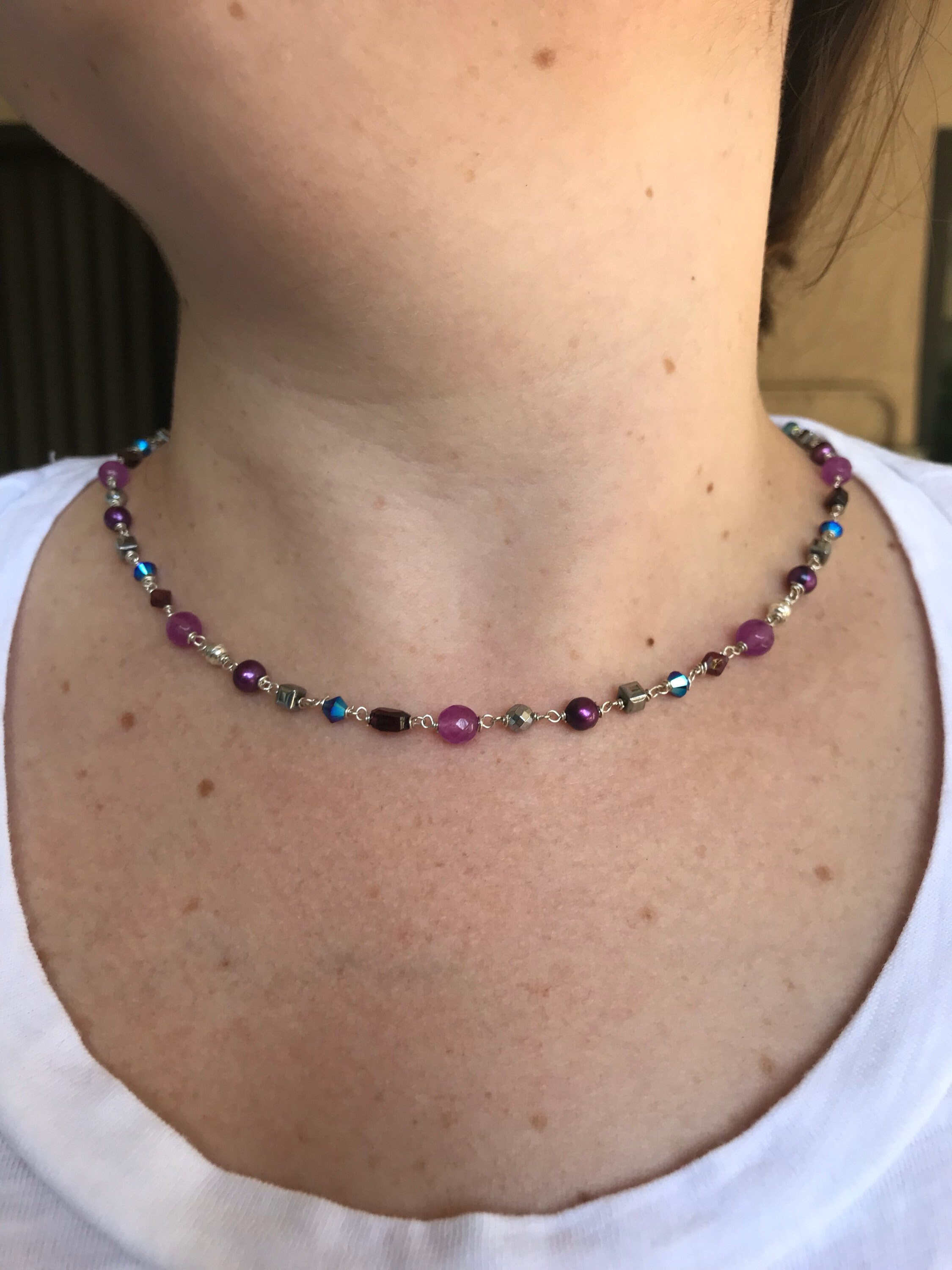 Alexandrite Necklace, Red Garnet, Silver Gem Necklace ...