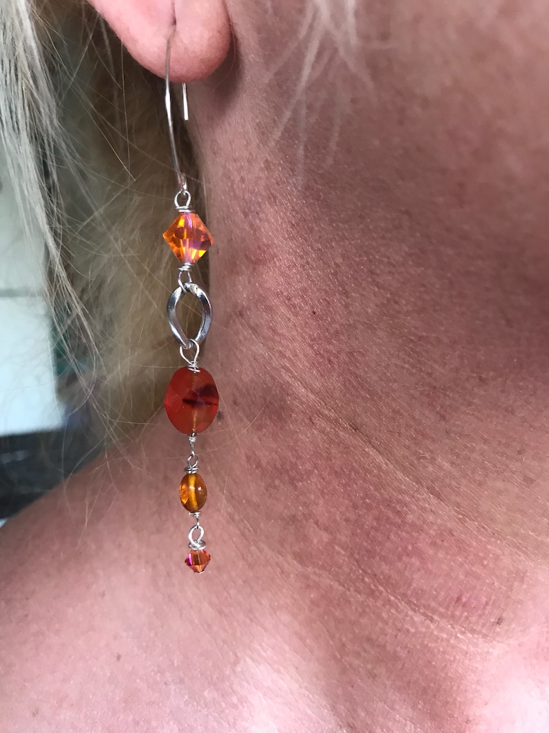 Hammered Ear Wire Carnelian Earrings 925 Sterling Silver Long Gem Earrings Amber Earrings Gemstone Earrings Gemstone Silver Drop