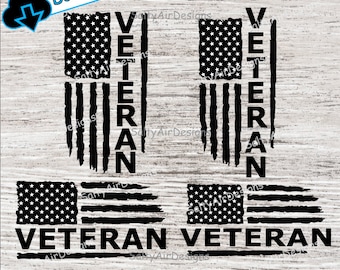 Distressed American Veteran Flag Digital Cut File  - Digital Files - Flag Veteran SVG - DXF - Flag EPS - png - Veteran Flag Vector Clipart