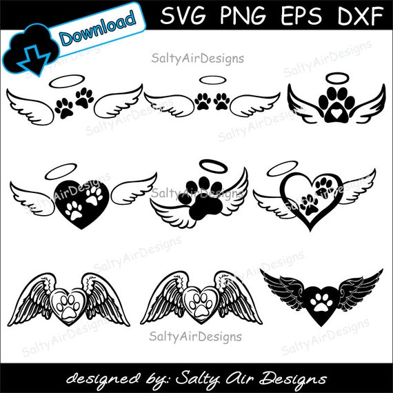Download Animal Paw Angel Wings Digital Cut Files Bundle Digital ...