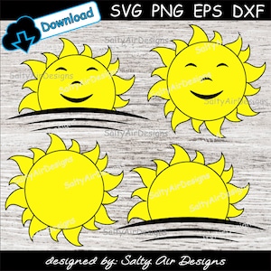 Paquete de archivos de corte digital de sol - Archivo digital - SVG - DXF - EPS - png - Vector - Clipart de sol - amanecer - cara de sol - sol sonriente