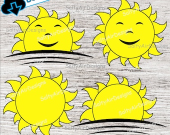 Sunshine Digital Cut Files Bundle - Digital File - SVG - DXF - EPS - png - Vector - Sun Clipart - sunrise - sunshine face - smiling sun