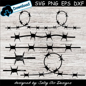 Barbelé Bundle numérique couper fichier - fichiers numériques - fil de fer barbelé Bundle SVG - DXF - fil de fer barbelé EPS - png - fil de fer barbelé Vector Clipart rasoir