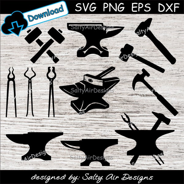 Forgeron Svg, Clipart forgeron, Dxf, enclume, PNG, fichier EPS de forgeron, vecteur de forgeron, fichiers de coupe forgeron, marteau, outils de forgeron