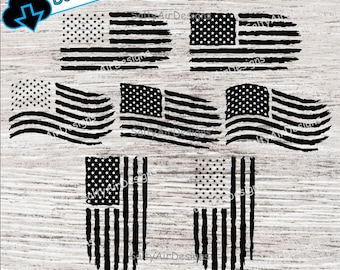 Distressed American Flag Digital Cut File  - Digital Files - Flag SVG - DXF -  Flag waving EPS - png - Distressed Flag Vector Clipart Flag