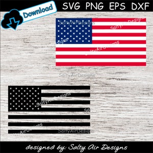 American Flag Digital Cut File Bundle  - Digital Files - Flag SVG - DXF - American Flag Color eps - png - Flag Vector Clipart - USA Flag