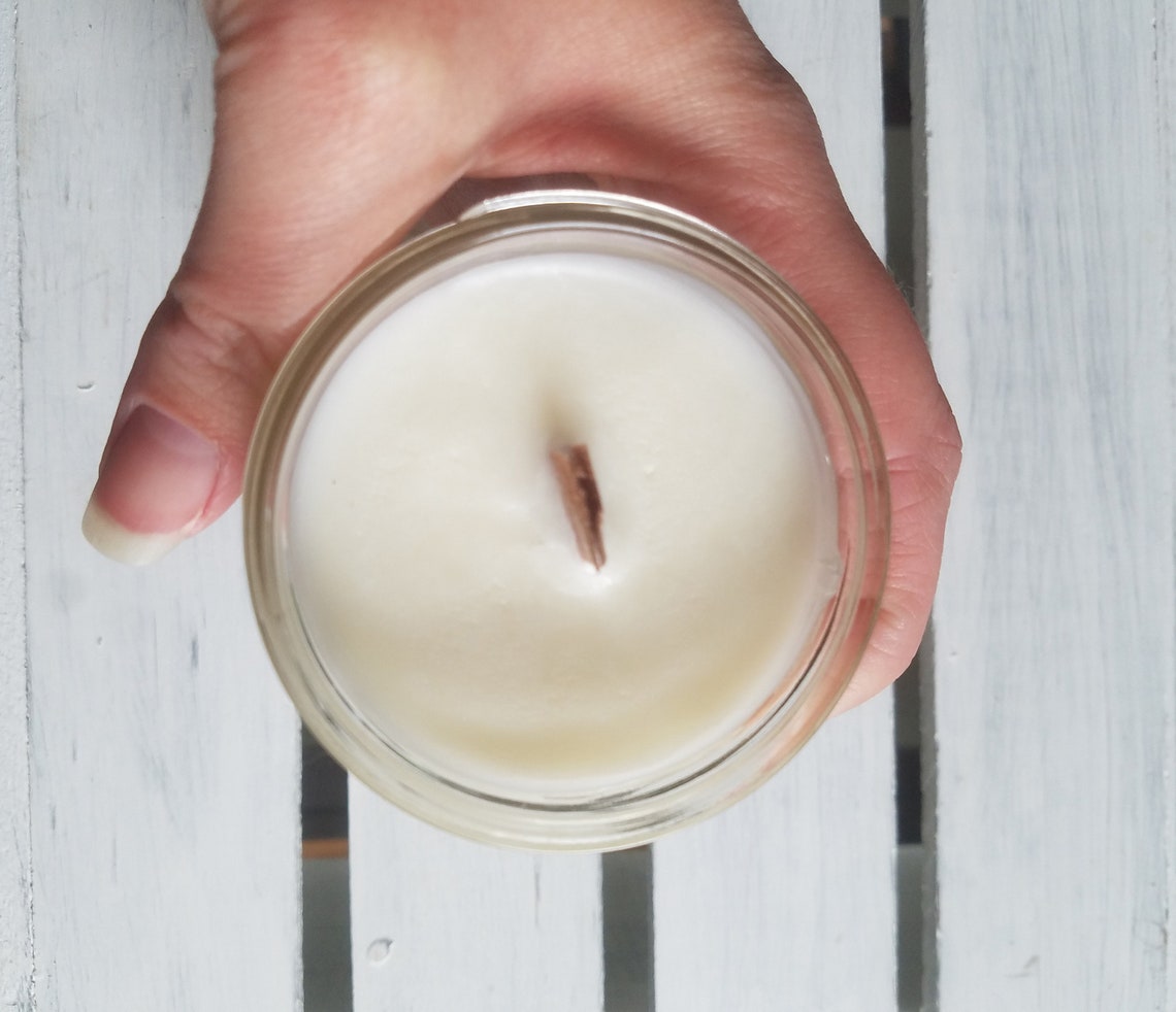 4 oz soy wax wood wick essential oil candle vegan all Etsy