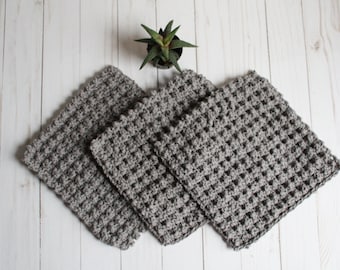 Reusable Cotton Washcloth, Textured Face Cloth, Eco Friendly Skincare Cloth, Zero Waste Bathroom, Gentle Exfoliating Cloth