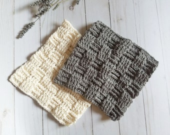 Hand Crocheted Cotton Washcloth, Textured Face Cloth, Eco Friendly Skincare, Zero Waste Bathroom
