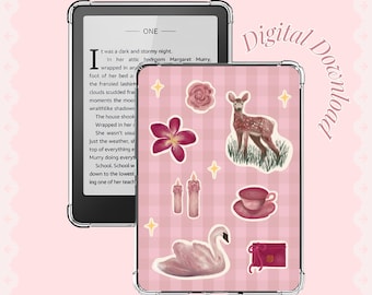 気まぐれな鹿と白鳥のKindle用挿入物（印刷可能）｜コケットギンガムの電子書籍リーダー装飾デジタルダウンロード