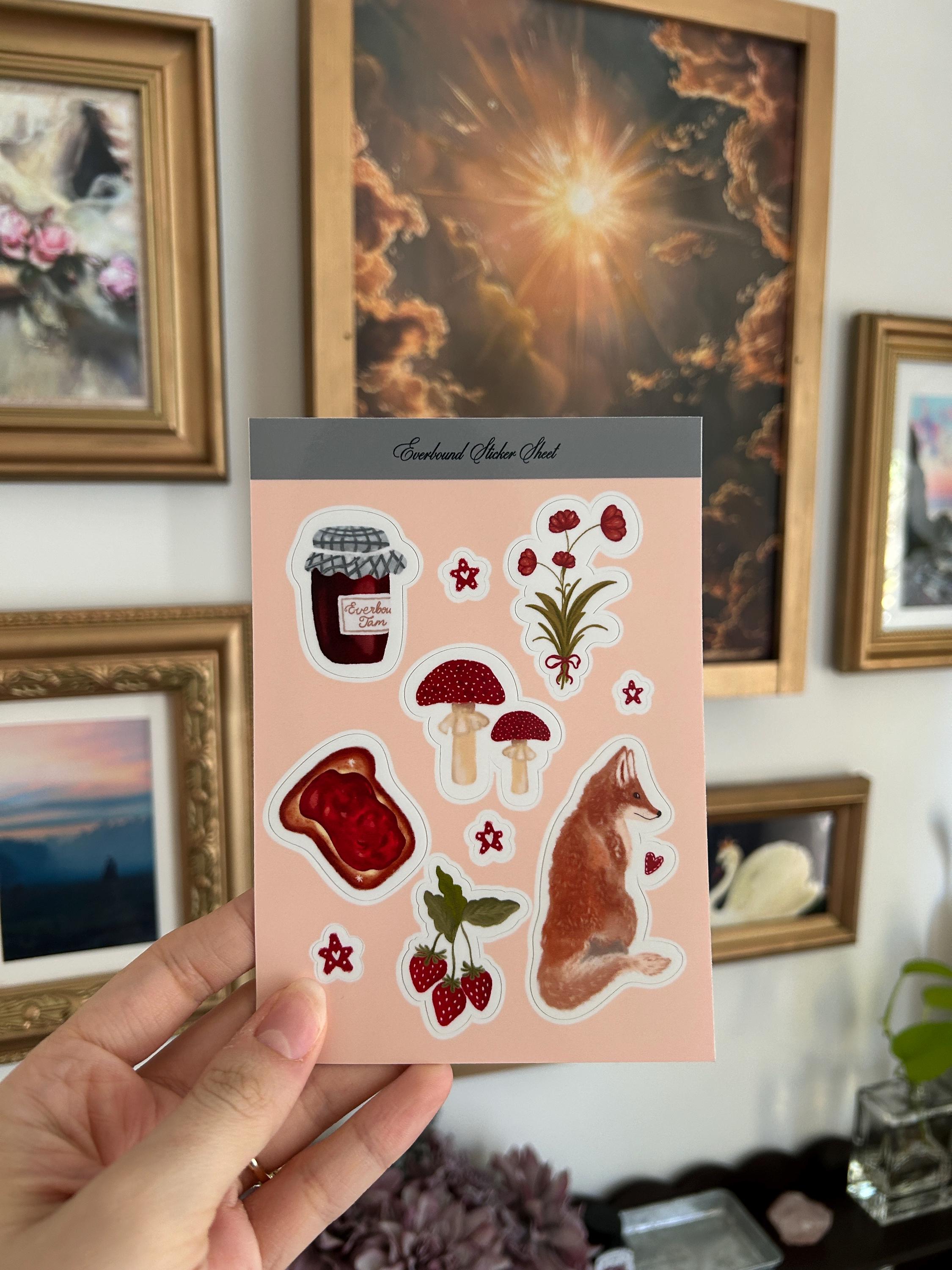 Cottagecore Sticker Sheet | Strawberry Jam, Woodland Fox (A6, Glossy ...