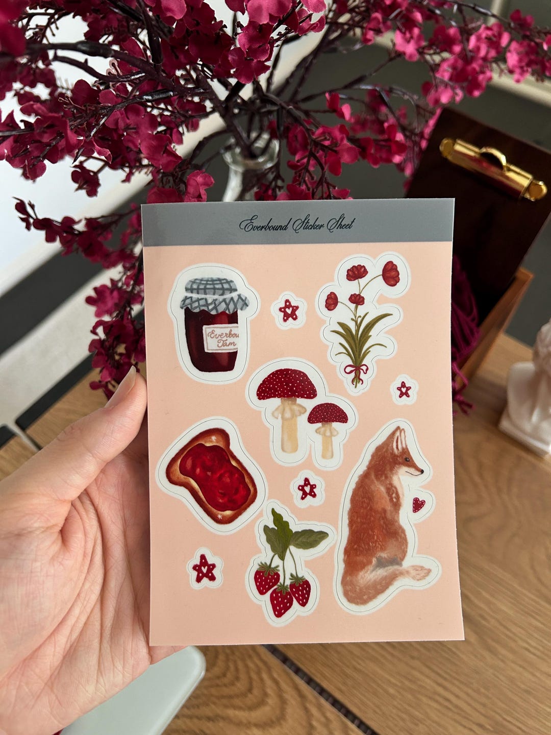 Cottagecore Sticker Sheet | Strawberry Jam, Woodland Fox (A6, Glossy ...