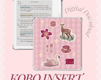 気まぐれな鹿と白鳥のKobo Libra Claraインサート｜コケットギンガム電子書籍リーダー装飾（デジタルダウンロード）