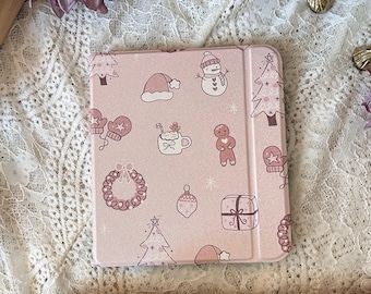 Noelle Koboケースカバー | ピンクのクリスマス電子書籍リーダーケース