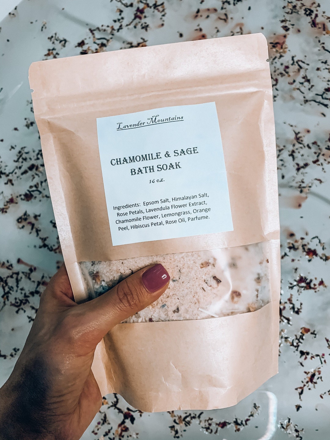 Chamomile and Sage Bath Soak / Organic Bath Soak / Vegan and Gluten