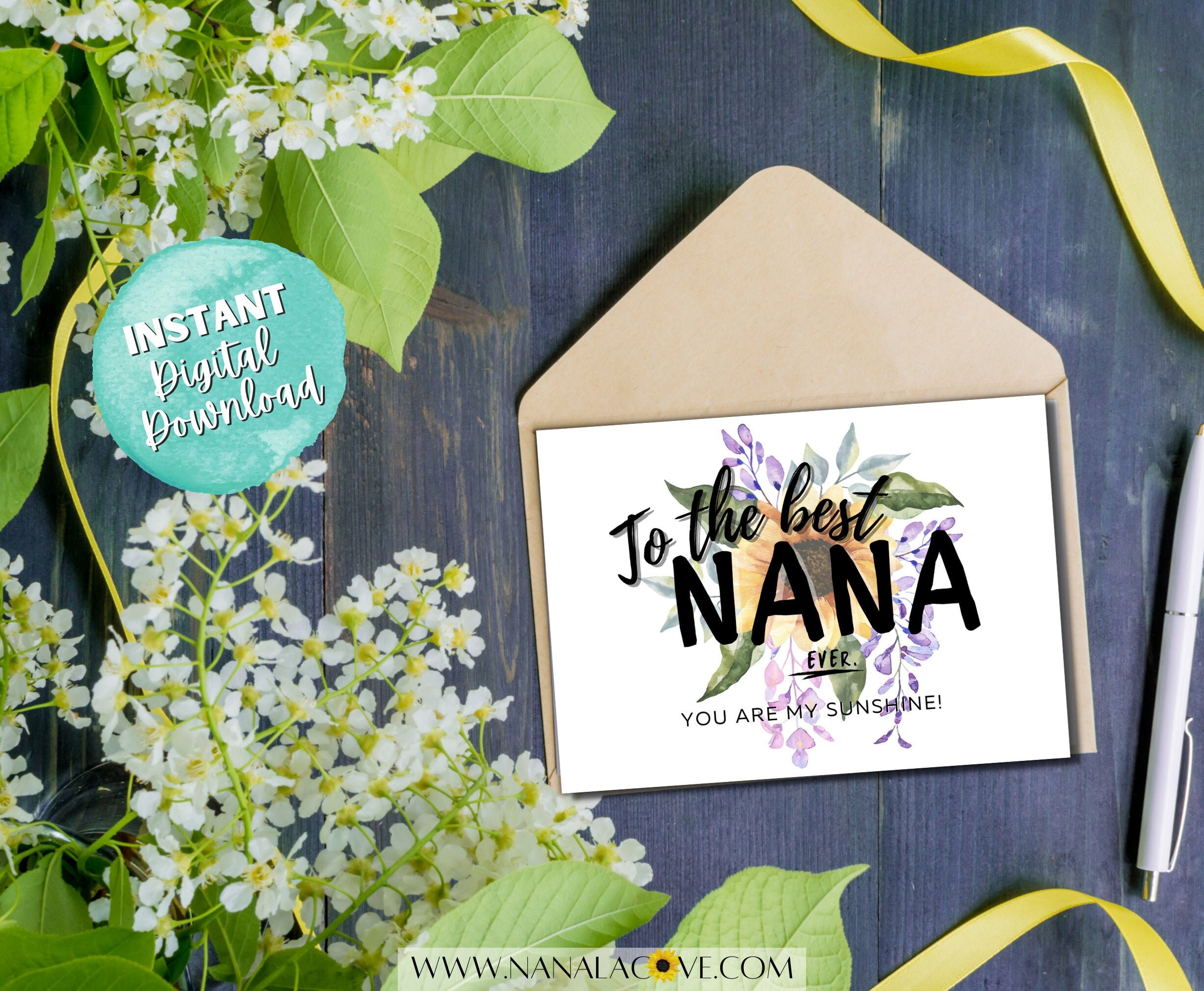 printable greeting card for nana best ever happy birthday etsy