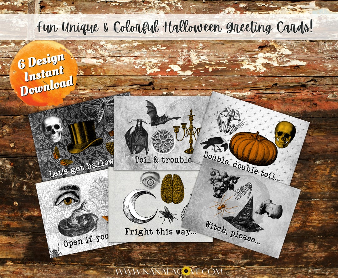 Spooky Halloween Card Set INSTANT DOWNLOAD Haunting - Etsy